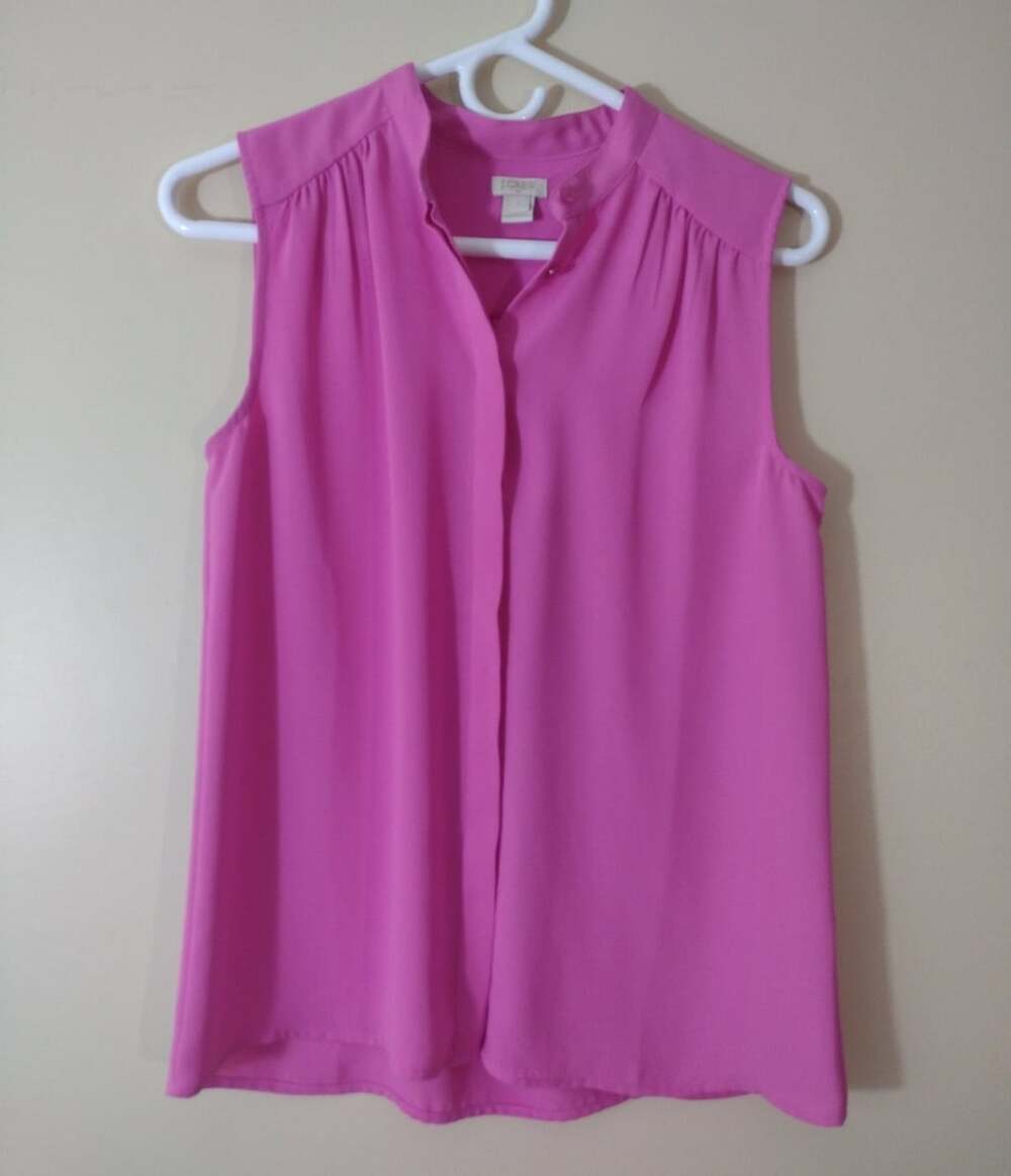 J.CREW Women's Shirt sz 4 Pink Button Up Sleeveless Perfect